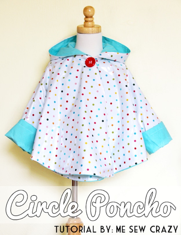 51 Things to Sew for Baby - Circle Poncho DIY - Cool Gifts For Baby, Easy Things To Sew And Sell, Quick Things To Sew For Baby, Easy Baby Sewing Projects For Beginners, Baby Items To Sew And Sell #baby #diy #diygifts