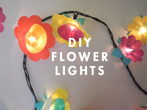 42 DIY Room Decor for Girls - Cupcake Flower Lights - Awesome Do It Yourself Room Decor For Girls, Room Decorating Ideas, Creative Room Decor For Girls, Bedroom Accessories, Cute Room Decor For Girls 