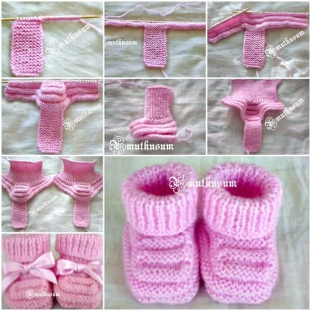 32 Easy Knitted Gifts - DIY Adorable Knitted Baby Booties - Last Minute Knitted Gifts, Best Knitted Gifts For Anyone, Easy Knitted Gifts To Make, Knitted Gifts For Friends, Easy Knitting Patterns For Beginners, Quick Knitting Ideas #knitting #gifts #diygifts