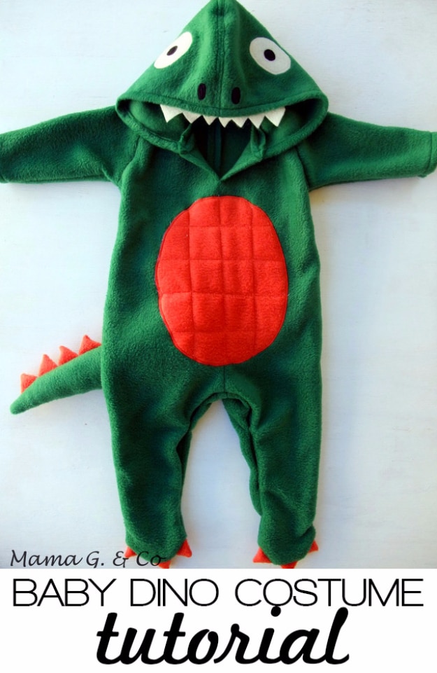 DIY Gifts for Babies - DIY Baby Dinosaur Costume - Best DIY Gift Ideas for Baby Boys and Girls - Creative Projects to Sew, Make and Sell, Gift Baskets, Diaper Cakes and Presents for Baby Showers and New Parents. Cool Christmas and Birthday Ideas #diy #babygifts #diygifts #baby