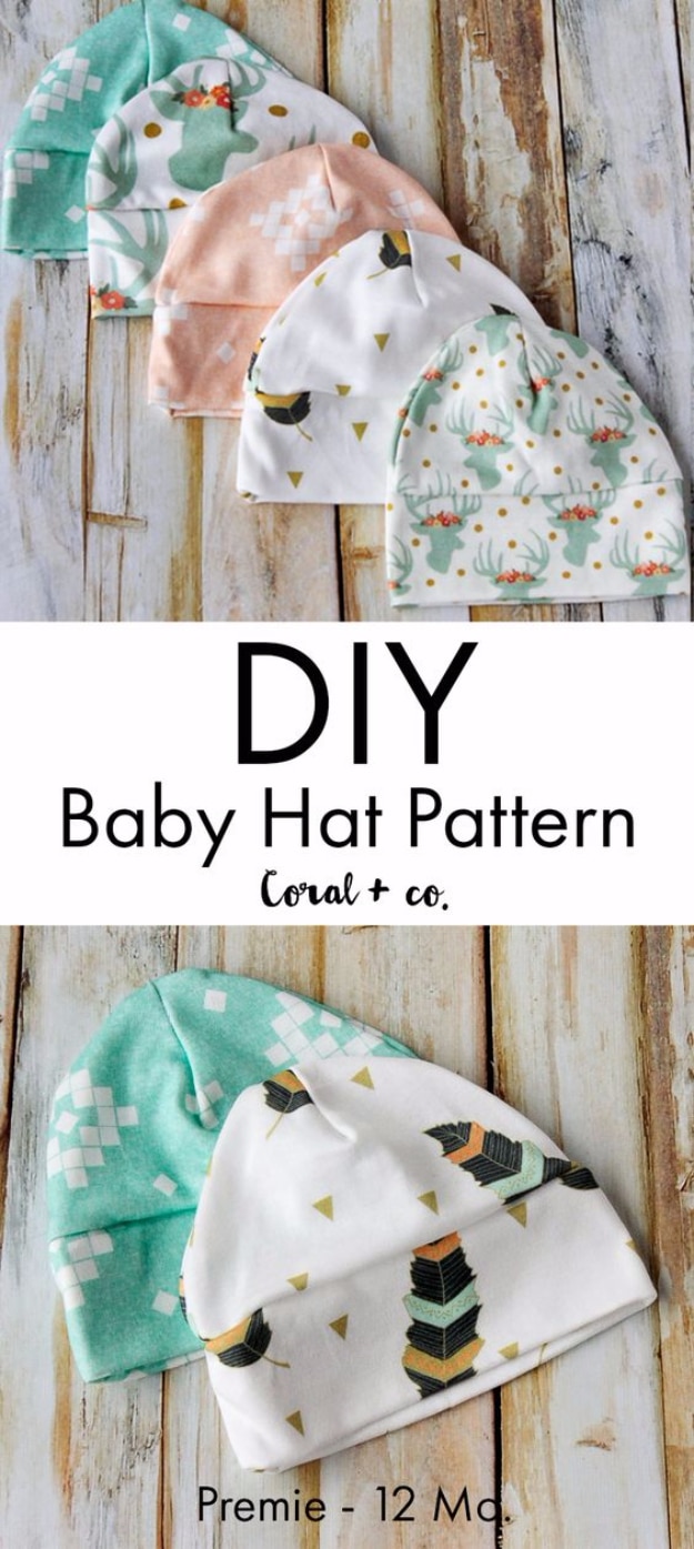 51 Things to Sew for Baby - DIY Baby Hat - Cool Gifts For Baby, Easy Things To Sew And Sell, Quick Things To Sew For Baby, Easy Baby Sewing Projects For Beginners, Baby Items To Sew And Sell #baby #diy #diygifts
