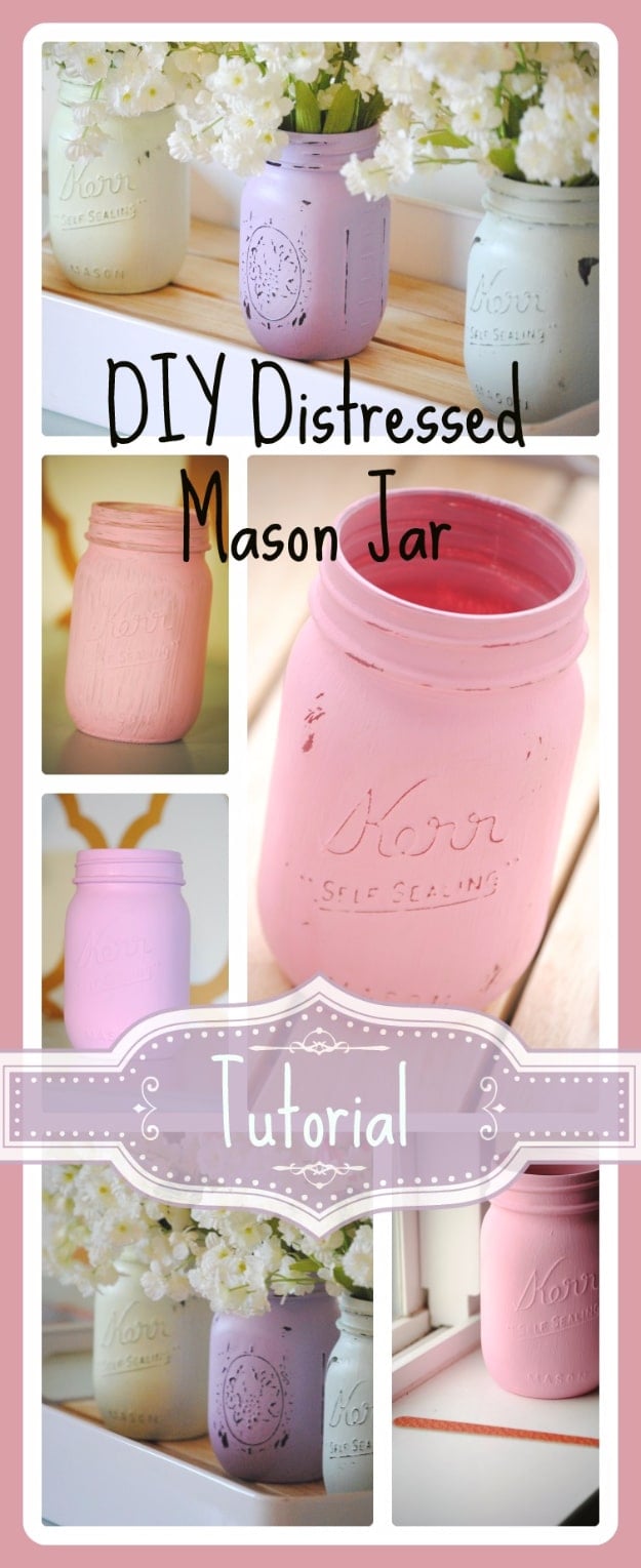 Mason Jar Crafts You Can Make In Under an Hour - DIY Distressed Mason Jar - Quick Mason Jar DIY Projects that Make Cool Home Decor and Awesome DIY Gifts - Best Creative Ideas for Mason Jars with Step By Step Tutorials and Instructions - For Teens, For Home, For Gifts, For Kids, For Summer, For Fall #masonjarcrafts #easycrafts 