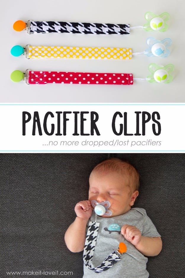 51 Things to Sew for Baby - DIY Pacifier Clips - Cool Gifts For Baby, Easy Things To Sew And Sell, Quick Things To Sew For Baby, Easy Baby Sewing Projects For Beginners, Baby Items To Sew And Sell #baby #diy #diygifts