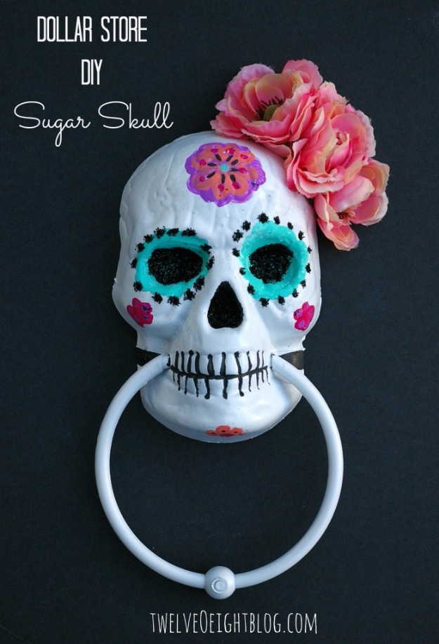 DIY Halloween Decorations - DIY Painted Sugar Skull - Best Easy, Cheap and Quick Halloween Decor Ideas and Crafts for Inside and Outside Your Home - Scary, Creepy Cute and Fun Outdoor Project Tutorials 