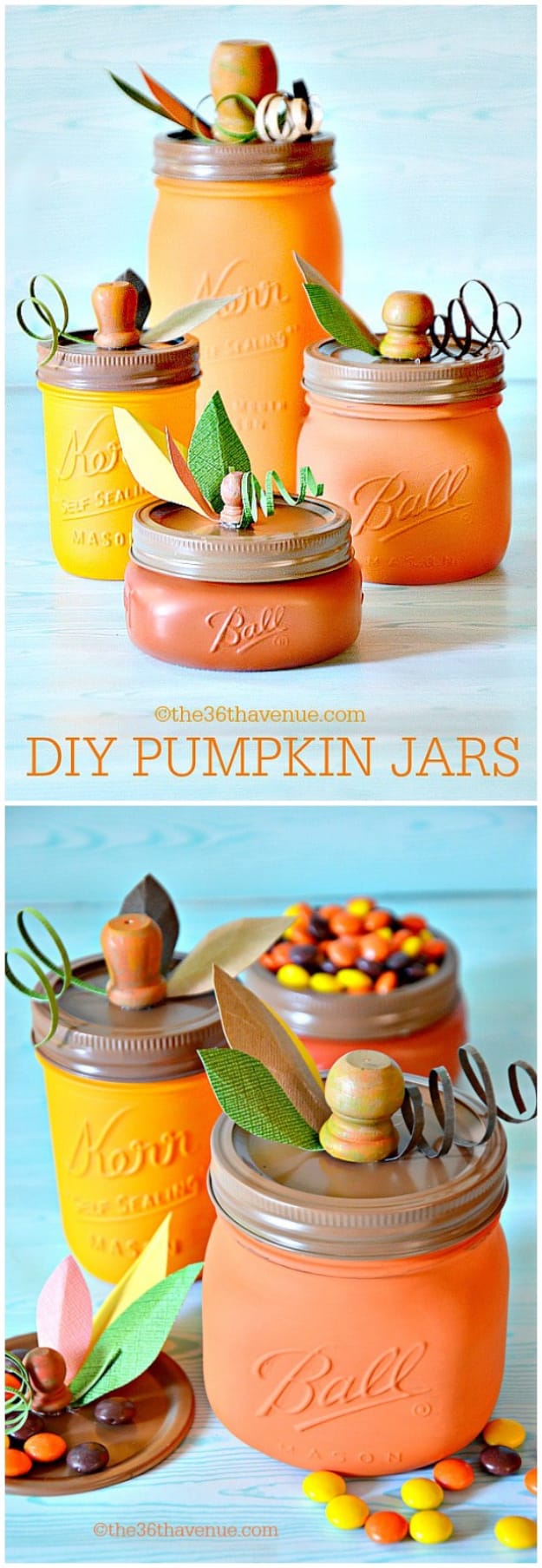 Mason Jar Crafts You Can Make In Under an Hour - DIY Pumpkin Mason Jars - Quick Mason Jar DIY Projects that Make Cool Home Decor and Awesome DIY Gifts - Best Creative Ideas for Mason Jars with Step By Step Tutorials and Instructions - For Teens, For Home, For Gifts, For Kids, For Summer, For Fall #masonjarcrafts #easycrafts 