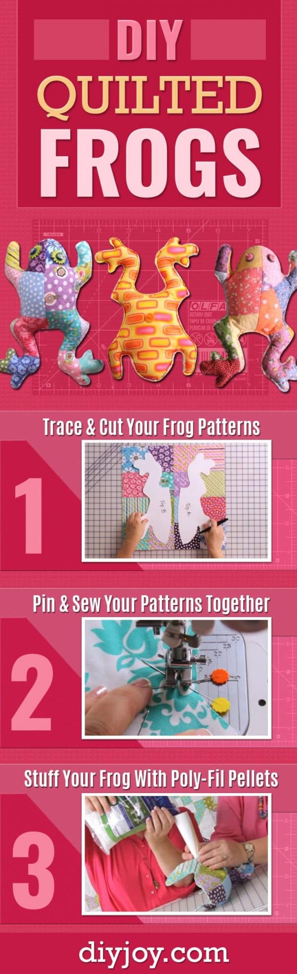 DIY Quilted Frogs - Cute Sewing Projects and Quilting Tutorials Make Creative DIY Gifts for Christmas Presents - Easy Sewing Patterns and Step by Step Tutorials - Home Decor and Crafts for Women