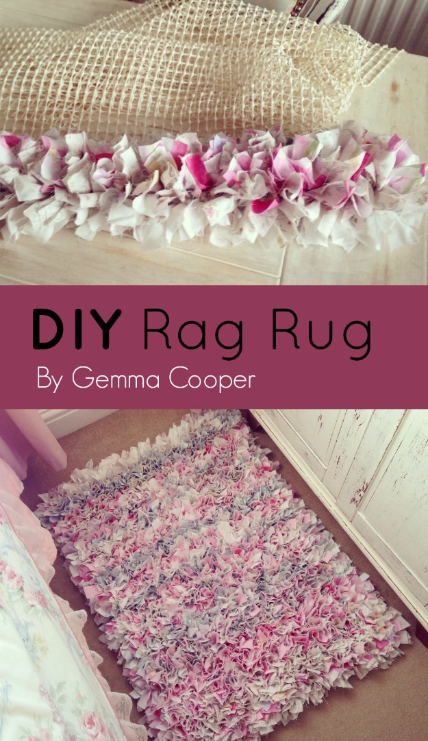 42 DIY Room Decor for Girls - DIY Rag Rug - Awesome Do It Yourself Room Decor For Girls, Room Decorating Ideas, Creative Room Decor For Girls, Bedroom Accessories, Cute Room Decor For Girls 