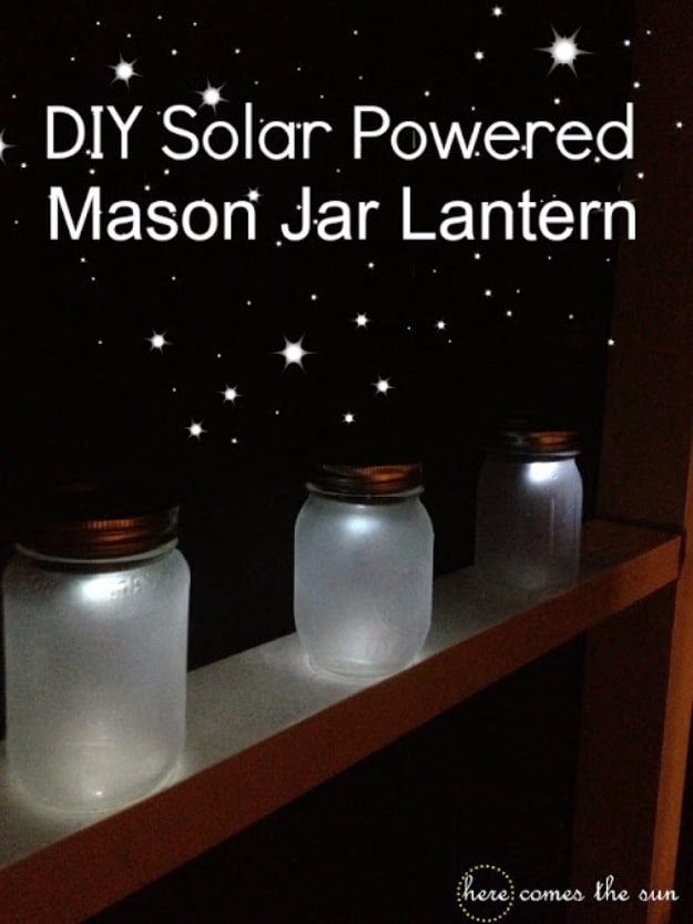 Mason Jar Crafts You Can Make In Under an Hour - DIY Solar Powered Mason Jar Lantern - Quick Mason Jar DIY Projects that Make Cool Home Decor and Awesome DIY Gifts - Best Creative Ideas for Mason Jars with Step By Step Tutorials and Instructions - For Teens, For Home, For Gifts, For Kids, For Summer, For Fall #masonjarcrafts #easycrafts 