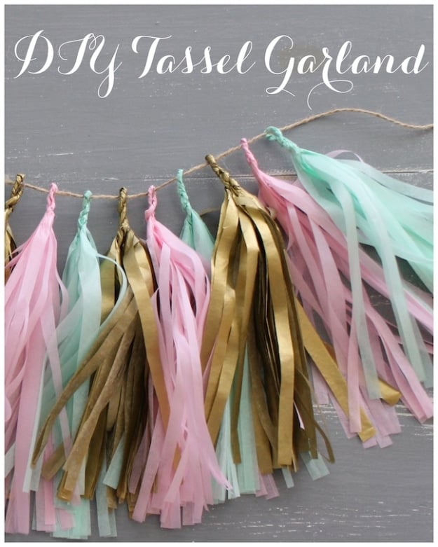 42 DIY Room Decor for Girls - DIY Tassel Garland - Awesome Do It Yourself Room Decor For Girls, Room Decorating Ideas, Creative Room Decor For Girls, Bedroom Accessories, Cute Room Decor For Girls 