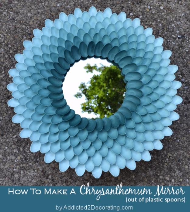 42 DIY Room Decor for Girls - Decorative Chrysanthemum Mirror - Awesome Do It Yourself Room Decor For Girls, Room Decorating Ideas, Creative Room Decor For Girls, Bedroom Accessories, Cute Room Decor For Girls 