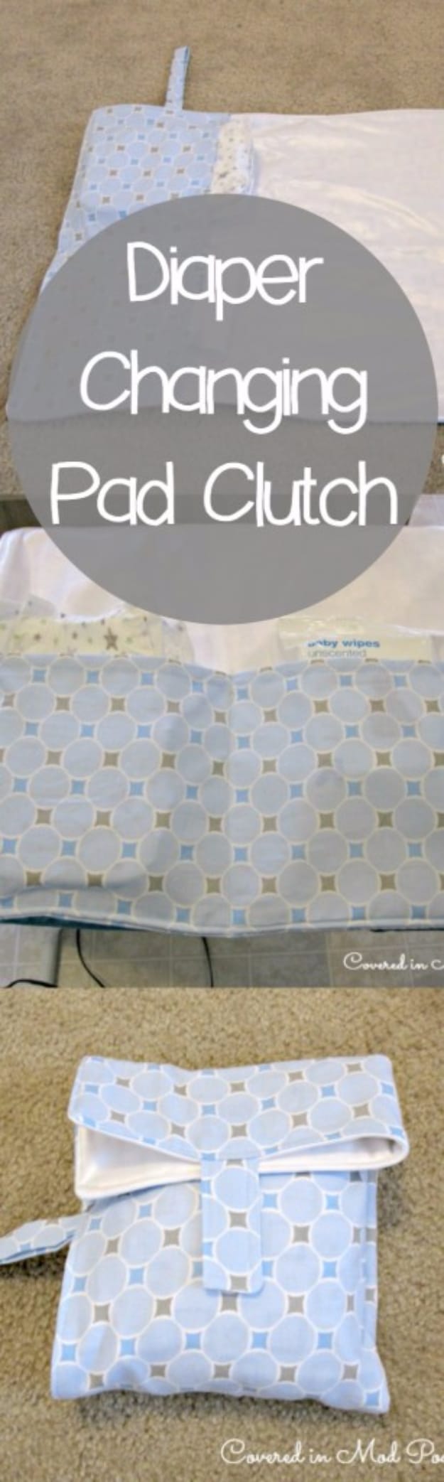 DIY Gifts for Babies - Diaper Changing Pad Clutch - Best DIY Gift Ideas for Baby Boys and Girls - Creative Projects to Sew, Make and Sell, Gift Baskets, Diaper Cakes and Presents for Baby Showers and New Parents. Cool Christmas and Birthday Ideas #diy #babygifts #diygifts #baby