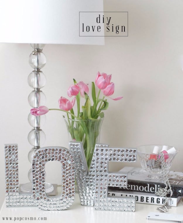 42 DIY Room Decor for Girls - Disco Love Sign - Awesome Do It Yourself Room Decor For Girls, Room Decorating Ideas, Creative Room Decor For Girls, Bedroom Accessories, Cute Room Decor For Girls 