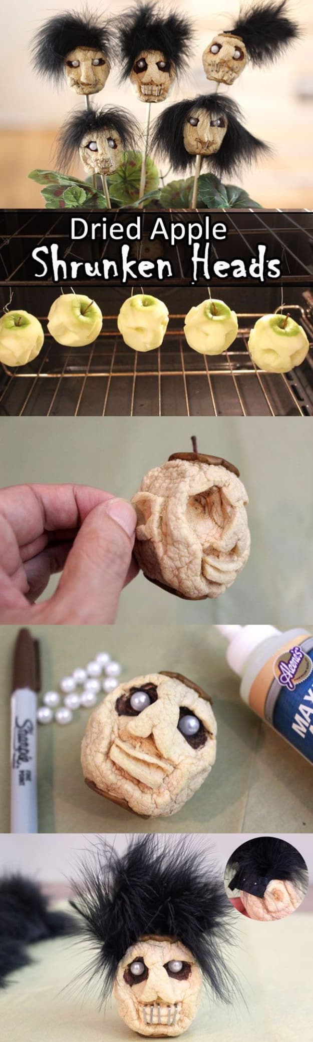 DIY Halloween Decorations - Dried Apple Shrunken Heads - Best Easy, Cheap and Quick Halloween Decor Ideas and Crafts for Inside and Outside Your Home - Scary, Creepy Cute and Fun Outdoor Project Tutorials 