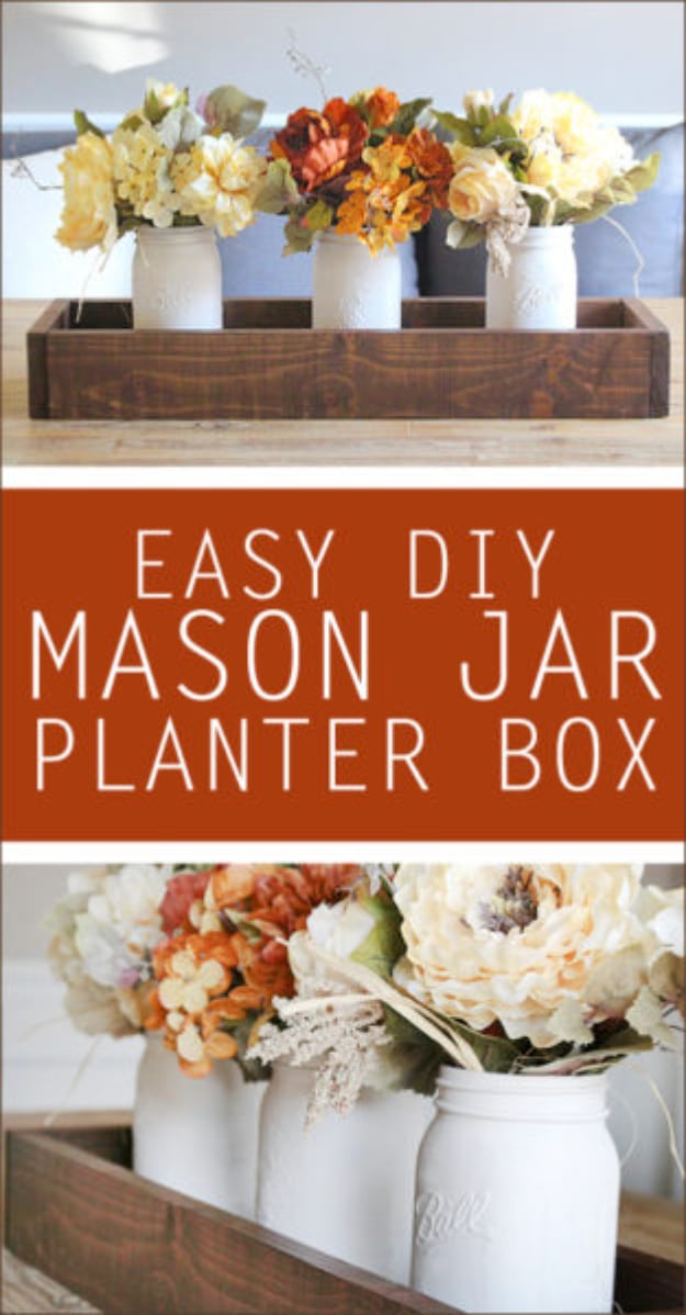 Mason Jar Crafts You Can Make In Under an Hour - Easy DIY Mason Jar Planter Box - Quick Mason Jar DIY Projects that Make Cool Home Decor and Awesome DIY Gifts - Best Creative Ideas for Mason Jars with Step By Step Tutorials and Instructions - For Teens, For Home, For Gifts, For Kids, For Summer, For Fall #masonjarcrafts #easycrafts 