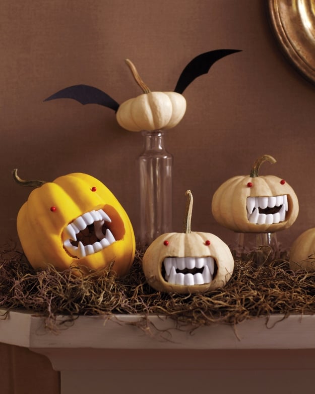 DIY Halloween Decorations - Fanged Pumpkins - Best Easy, Cheap and Quick Halloween Decor Ideas and Crafts for Inside and Outside Your Home - Scary, Creepy Cute and Fun Outdoor Project Tutorials 