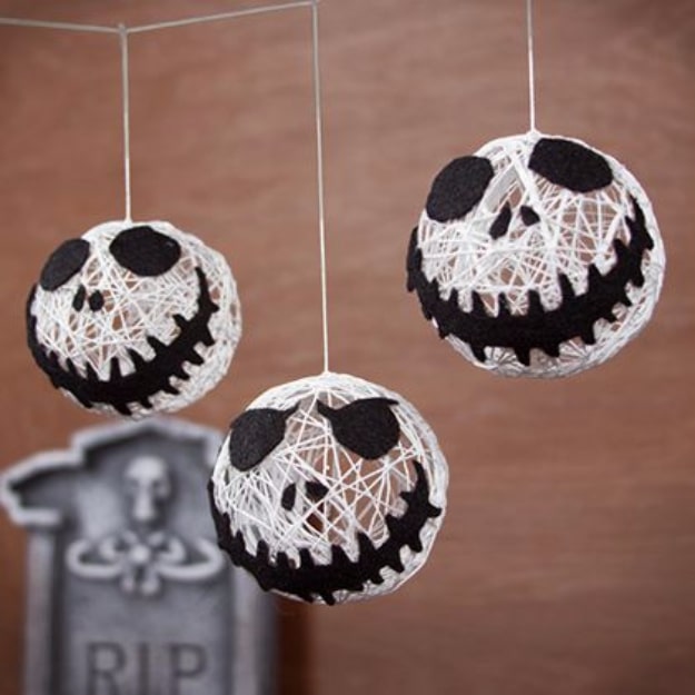 DIY Halloween Decorations - Jack Skellington Halloween String Garland - Best Easy, Cheap and Quick Halloween Decor Ideas and Crafts for Inside and Outside Your Home - Scary, Creepy Cute and Fun Outdoor Project Tutorials 