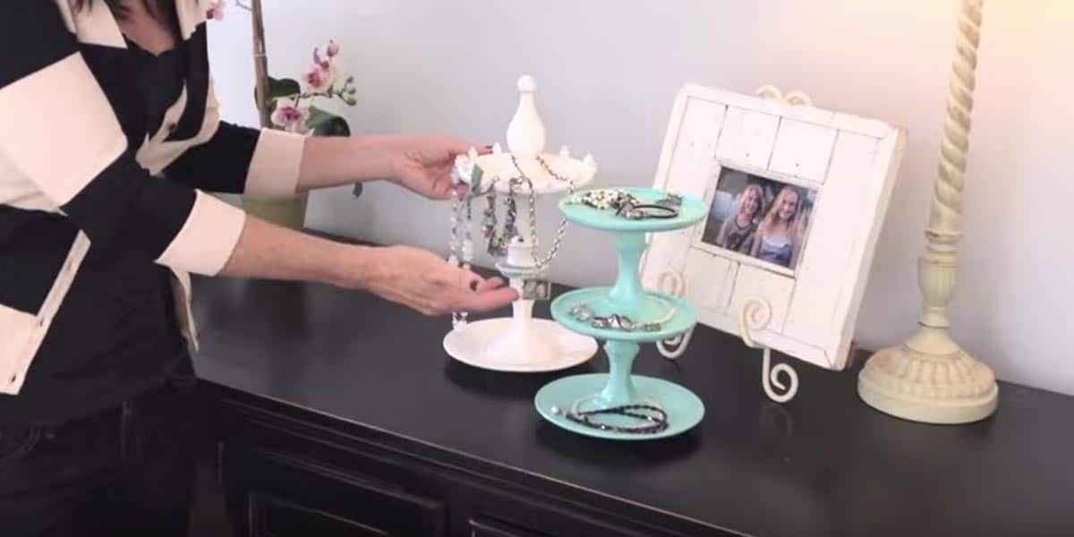 She Buys Candle Holders And Plates At The Dollar Store And Makes Darling Jewelry Stands! | DIY Joy Projects and Crafts Ideas