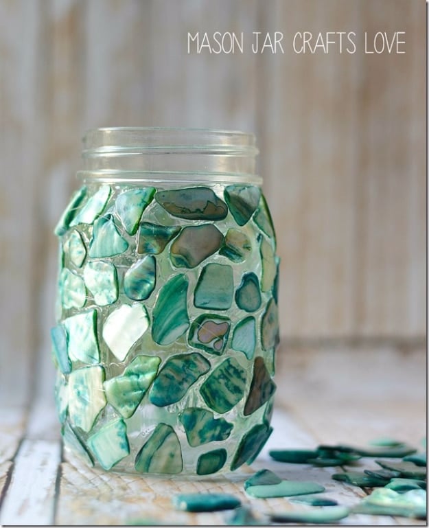 Mason Jar Crafts You Can Make In Under an Hour - Mosaic Mason Jar - Quick Mason Jar DIY Projects that Make Cool Home Decor and Awesome DIY Gifts - Best Creative Ideas for Mason Jars with Step By Step Tutorials and Instructions - For Teens, For Home, For Gifts, For Kids, For Summer, For Fall #masonjarcrafts #easycrafts 