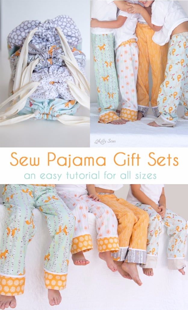 Quick DIY Gifts You Can Sew - Pajama Gift Sets- Best Sewing Projects for Gift Giving and Simple Handmade Presents - Free Sewing Patterns Easy #sewing #diygifts 
