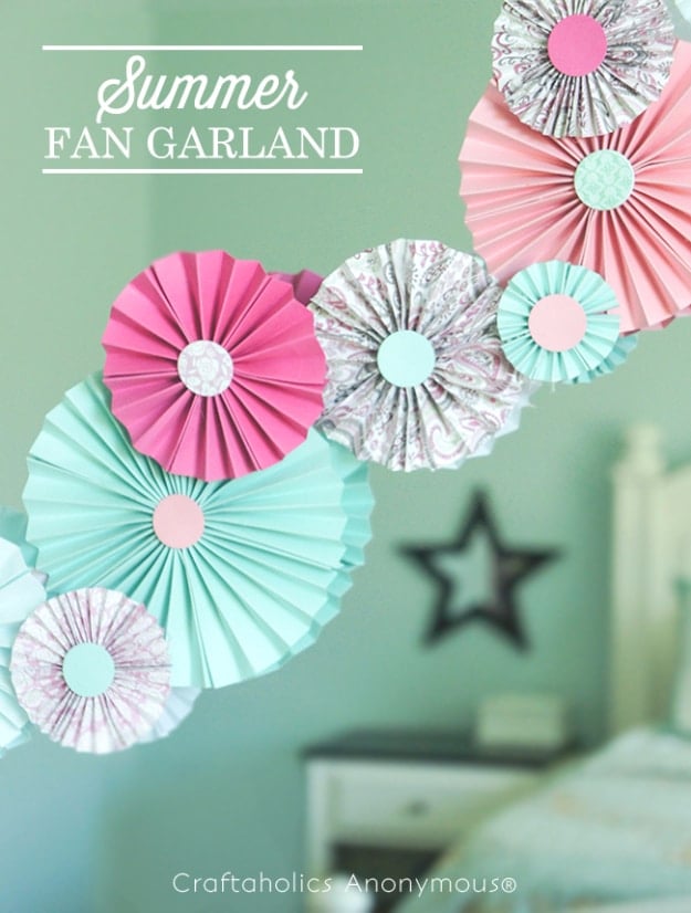 39 Easy DIY Party Decorations - Paper Fan Garland - Quick And Cheap Party Decors, Easy Ideas For DIY Party Decor, Birthday Decorations, Budget Do It Yourself Party Decorations #diyparties #party #partydecor #parties