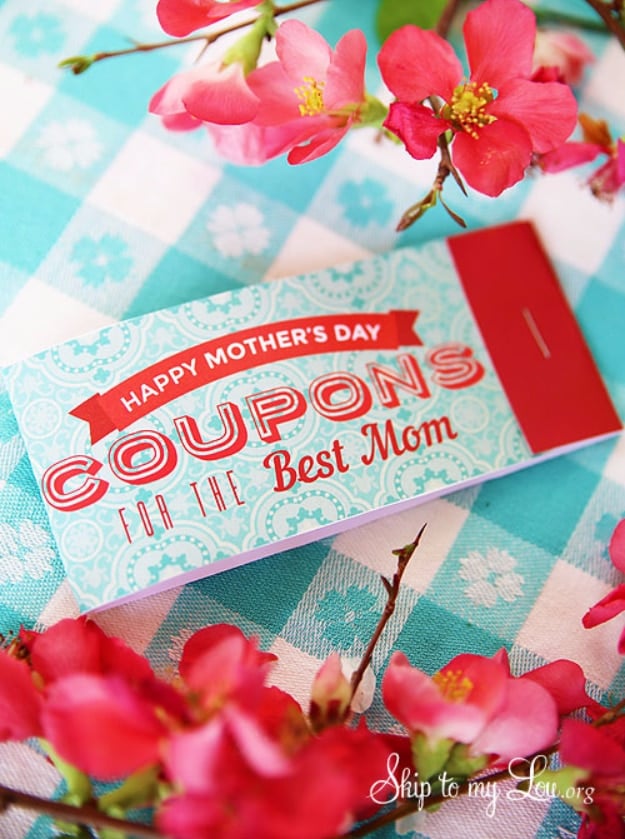 DIY Gifts for Mom - Printable Coupons For Mom - Best Craft Projects and Gift Ideas You Can Make for Your Mother - Last Minute Presents for Birthday and Christmas - Creative Photo Projects, Bath Ideas, Gift Baskets and Thoughtful Things to Give Mothers and Moms #diygifts #giftsformom