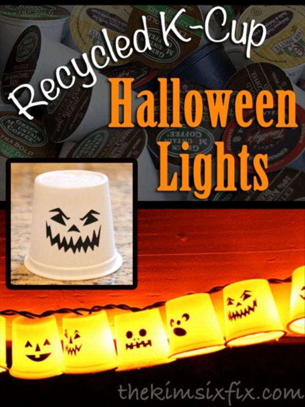 DIY Halloween Decorations - Recycled K-Cup Halloween Lights - Best Easy, Cheap and Quick Halloween Decor Ideas and Crafts for Inside and Outside Your Home - Scary, Creepy Cute and Fun Outdoor Project Tutorials 