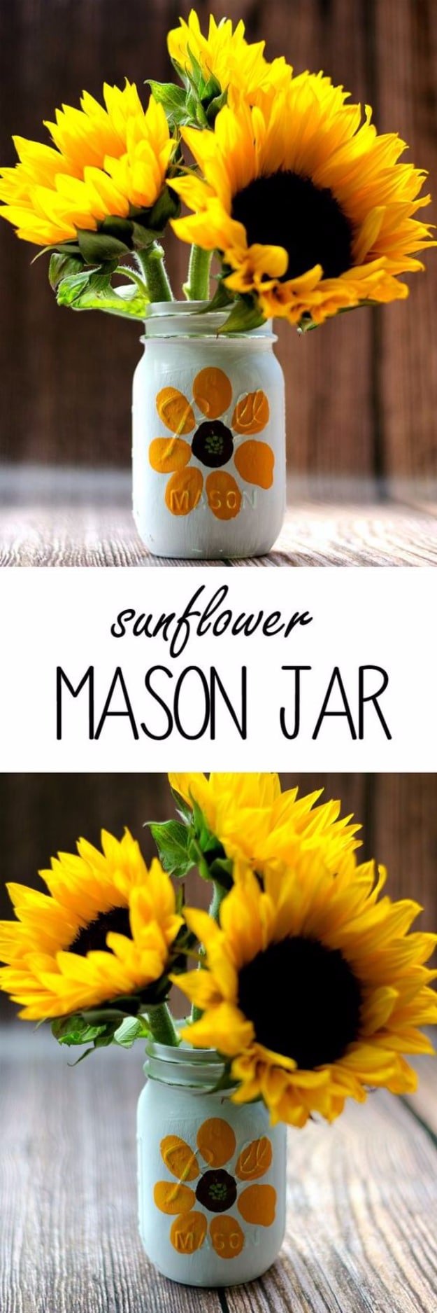 Mason Jar Crafts You Can Make In Under an Hour - Thumbprint Sunflower Mason Jar - Quick Mason Jar DIY Projects that Make Cool Home Decor and Awesome DIY Gifts - Best Creative Ideas for Mason Jars with Step By Step Tutorials and Instructions - For Teens, For Home, For Gifts, For Kids, For Summer, For Fall #masonjarcrafts #easycrafts 