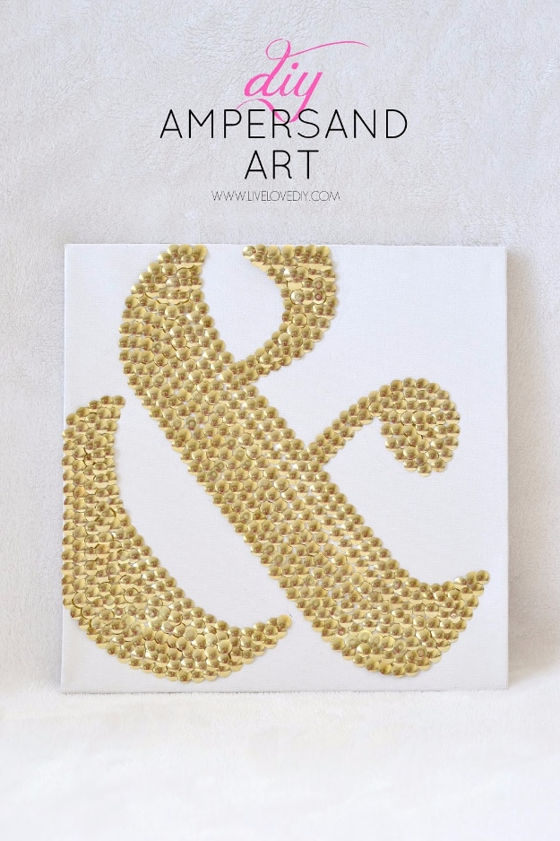  Easy Dollar Store Crafts - Thumbtacks Ampersand Art - Quick And Cheap Crafts To Make, Dollar Store Craft Ideas To Make And Sell, Cute Dollar Store Do It Yourself Projects, Cheap Craft Ideas, Dollar store Decor, 