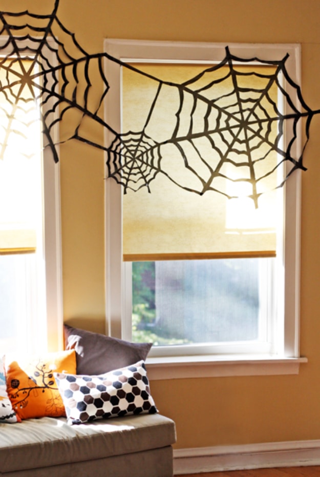 DIY Halloween Decorations - Trash Bag Spider Web - Best Easy, Cheap and Quick Halloween Decor Ideas and Crafts for Inside and Outside Your Home - Scary, Creepy Cute and Fun Outdoor Project Tutorials 