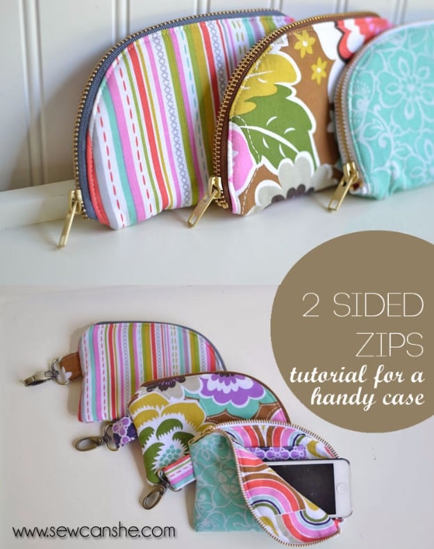 Quick DIY Gifts You Can Sew - Two Sided Zips - Best Sewing Projects for Gift Giving and Simple Handmade Presents - Free Sewing Patterns Easy #sewing #diygifts 