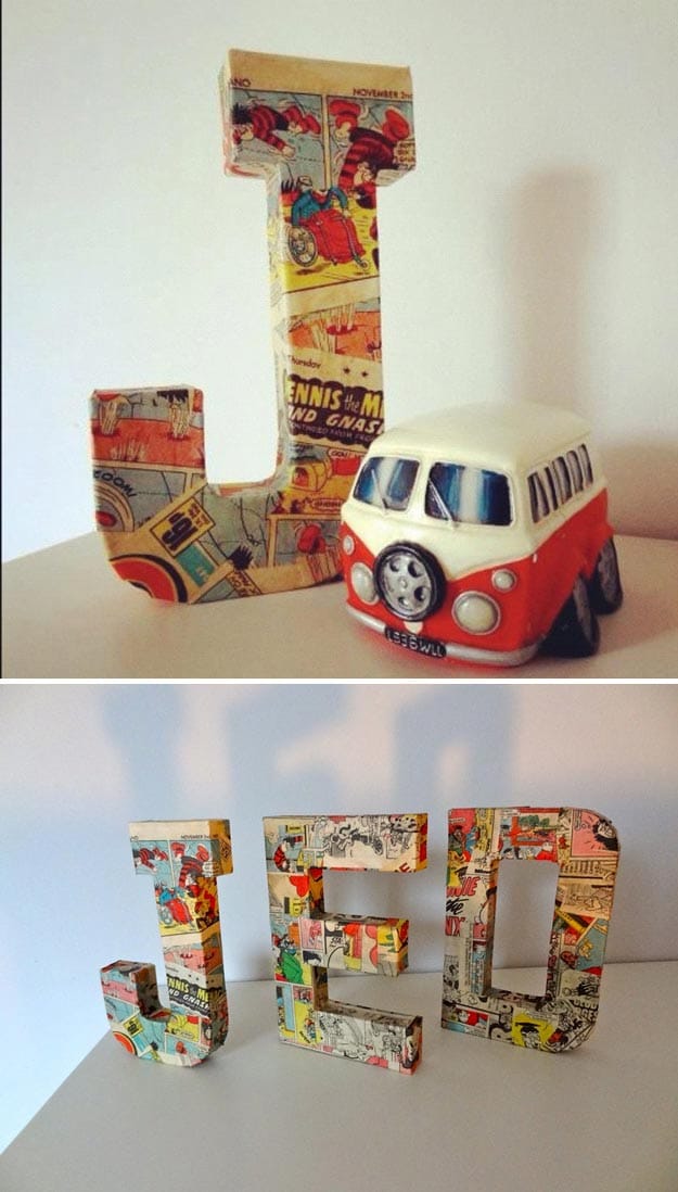 DIY Room Decor for Boys - 3D Paper Mache Letters - Best Creative Bedroom Ideas for Boy Rooms - Wall Art, Lamps, Rugs, Lamps, Beds, Bedding and Furniture You Can Make for Teens, Tweens and Teenagers #diy #homedecor #boys