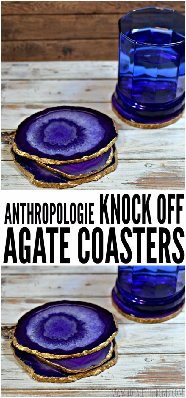 Best DIY Gifts for Girls - Anthropologie Knock Off DIY Agate Coasters - Cute Crafts and DIY Projects that Make Cool DYI Gift Ideas for Young and Older Girls, Teens and Teenagers - Awesome Room and Home Decor for Bedroom, Fashion, Jewelry and Hair Accessories - Cheap Craft Projects To Make For a Girl -DIY Christmas Presents for Tweens #diygifts #girlsgifts
