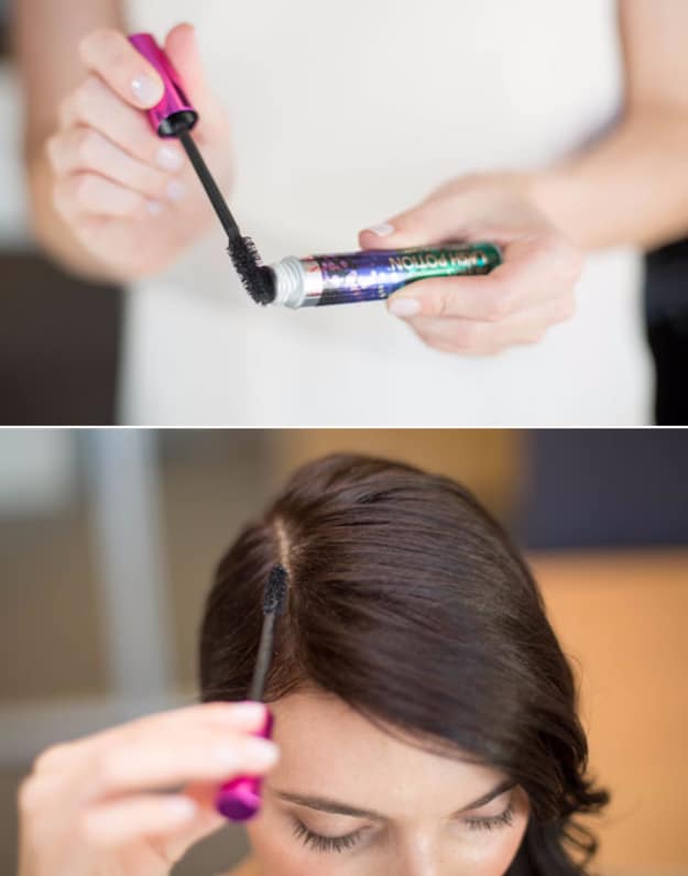 DIY Beauty Hacks - Apply Mascara On Your Roots To Conceal Regrowth Or Grays - Cool Tips for Makeup, Hair and Nails - Step by Step Tutorials for Fixing Broken Makeup, Eye Shadow, Mascara, Foundation - Quick Beauty Ideas for Best Looks in A Hurry #beautyhacks #makeup