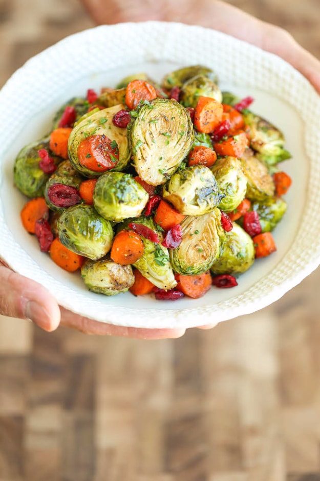 Easy Thanksgiving Recipes - Balsamic Roasted Brussel Sprouts And Carrots - Best Simple and Quick Recipe Ideas for Thanksgiving Dinner. Cranberries, Turkey, Gravy, Sauces, Sides, Vegetables, Dips and Desserts - DIY Cooking Tutorials With Step by Step Instructions - Ideas for A Crowd, Parties and Last Minute Recipes