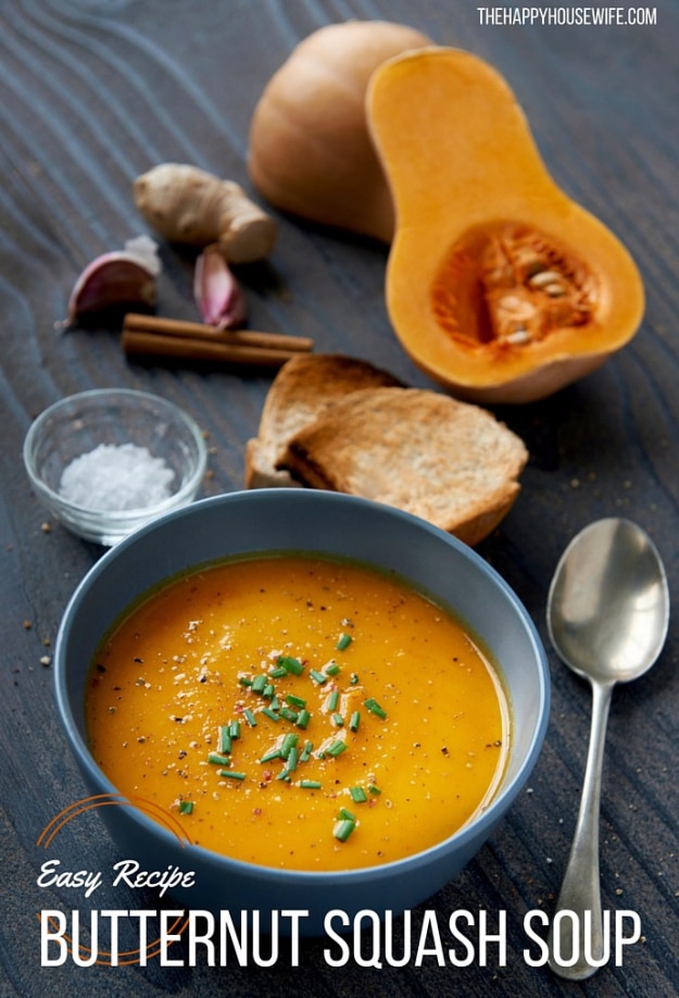 Easy Thanksgiving Recipes - Butternut Squash Soup - Best Simple and Quick Recipe Ideas for Thanksgiving Dinner. Cranberries, Turkey, Gravy, Sauces, Sides, Vegetables, Dips and Desserts - DIY Cooking Tutorials With Step by Step Instructions - Ideas for A Crowd, Parties and Last Minute Recipes 