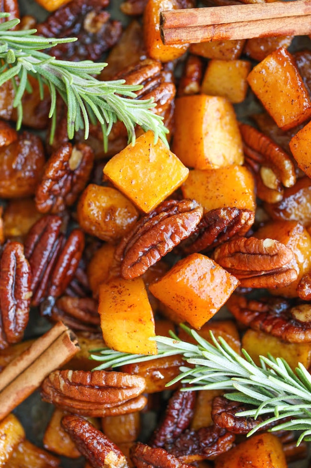 Best Thanksgiving Dinner Recipes - Cinnamon Pecan Roasted Butternut Squash - Easy DIY Desserts, Sides, Sauces, Main Courses, Vegetables, Pie and Side Dishes. Simple Gravy, Cranberries, Turkey and Pies With Step by Step Tutorials