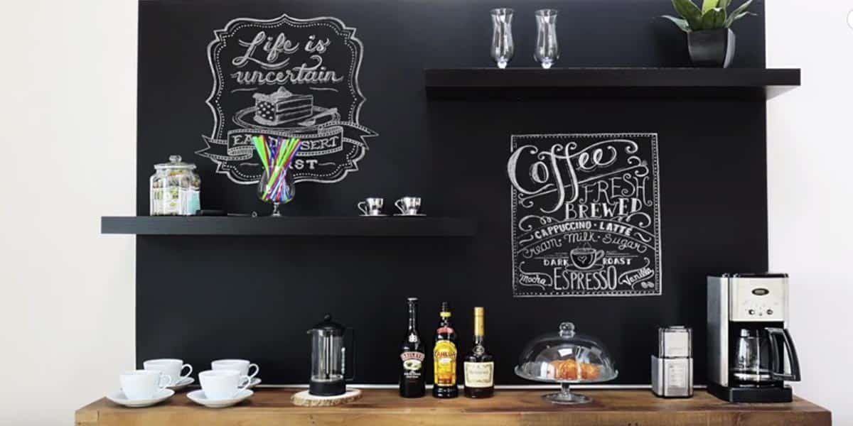 What A Great Way To Re-Design A Boring Wall With An Eye Catching Coffee Bar (Watch!) | DIY Joy Projects and Crafts Ideas