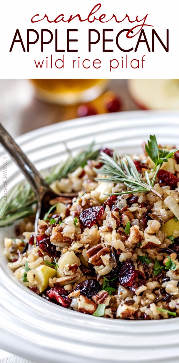 Best Thanksgiving Dinner Recipes -Cranberry Apple Pecan Wild Rice Pilaf - Easy DIY Desserts, Sides, Sauces, Main Courses, Vegetables, Pie and Side Dishes. Simple Gravy, Cranberries, Turkey and Pies With Step by Step Tutorials