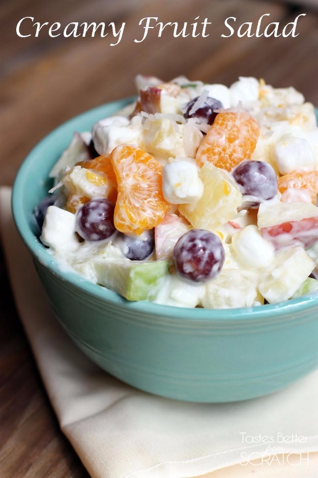 Easy Thanksgiving Recipes - Creamy Fruit Salad - Best Simple and Quick Recipe Ideas for Thanksgiving Dinner. Cranberries, Turkey, Gravy, Sauces, Sides, Vegetables, Dips and Desserts - DIY Cooking Tutorials With Step by Step Instructions - Ideas for A Crowd, Parties and Last Minute Recipes 
