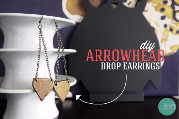 DIY Projects Made With Paint Sticks - DIY Arrowhead Drop Earrings - Best Creative Crafts, Easy DYI Projects You Can Make With Paint Sticks From The Hardware Store - Cool Paint Stick Crafts and Furniture Project Tutorials #diy