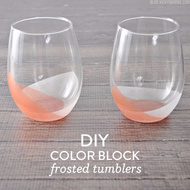 Best DIY Gifts for Girls - DIY Color Block Frosted Tumblers - Cute Crafts and DIY Projects that Make Cool DYI Gift Ideas for Young and Older Girls, Teens and Teenagers - Awesome Room and Home Decor for Bedroom, Fashion, Jewelry and Hair Accessories - Cheap Craft Projects To Make For a Girl -DIY Christmas Presents for Tweens #diygifts #girlsgifts