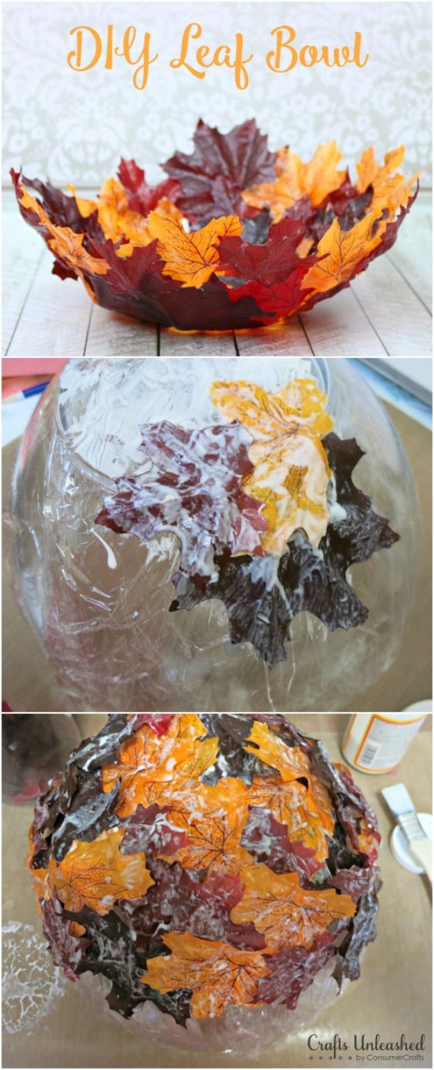 DIY Thanksgiving Decor Ideas - DIY Decorative Leaf Bowl - Fall Projects and Crafts for Thanksgiving Dinner Centerpieces, Vases, Arrangements With Leaves and Pumpkins - Easy and Cheap Crafts to Make for Home Decor #diy