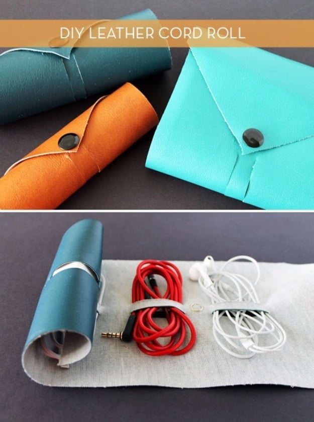 DIY Gifts for Dad - DIY Leather Cord Roll - Best Craft Projects and Gift Ideas You Can Make for Your Father - Last Minute Presents for Birthday and Christmas - Creative Photo Projects, Gift Card Holders, Gift Baskets and Thoughtful Things to Give Fathers and Dads #diygifts #dad #dadgifts #fathersday