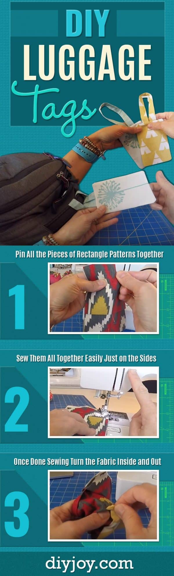 Easy To Make DIY Luggage Tags - Cheap and Quick Gift Idea and Easy Sewing Tutorial - Easy DIY Gifts for Friends and Family Who Like To Travel