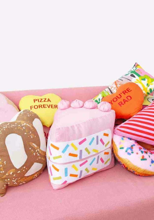 Cute DIY Gifts for Girls Bedroom - DIY No Sew Funfetti Cake Slice Pillow - Cute Crafts and DIY Projects that Make Cool DYI Gift Ideas for Young and Older Girls, Teens and Teenagers - Awesome Room and Home Decor for Bedroom, Fashion, Jewelry and Hair Accessories - Cheap Craft Projects To Make For a Girl -DIY Christmas Presents for Tweens #diygifts #girlsgifts