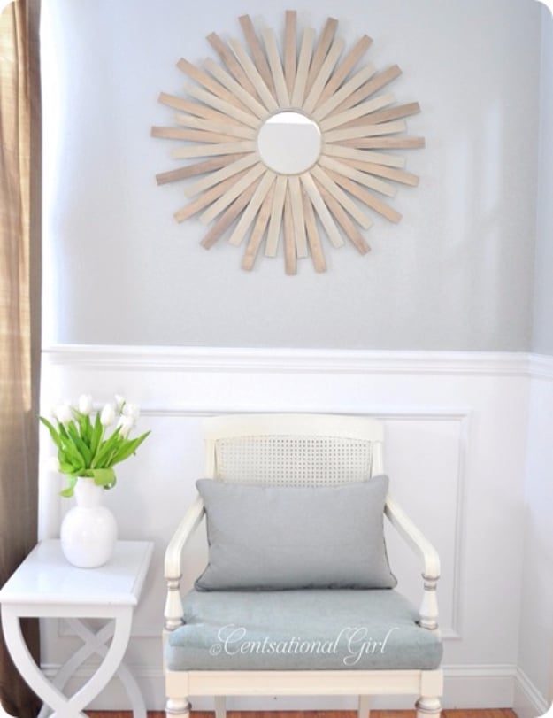 DIY Projects Made With Paint Sticks - DIY Paint Stick Sunburst Mirror - Best Creative Crafts, Easy DYI Projects You Can Make With Paint Sticks From The Hardware Store - Cool Paint Stick Crafts and Furniture Project Tutorials #diy