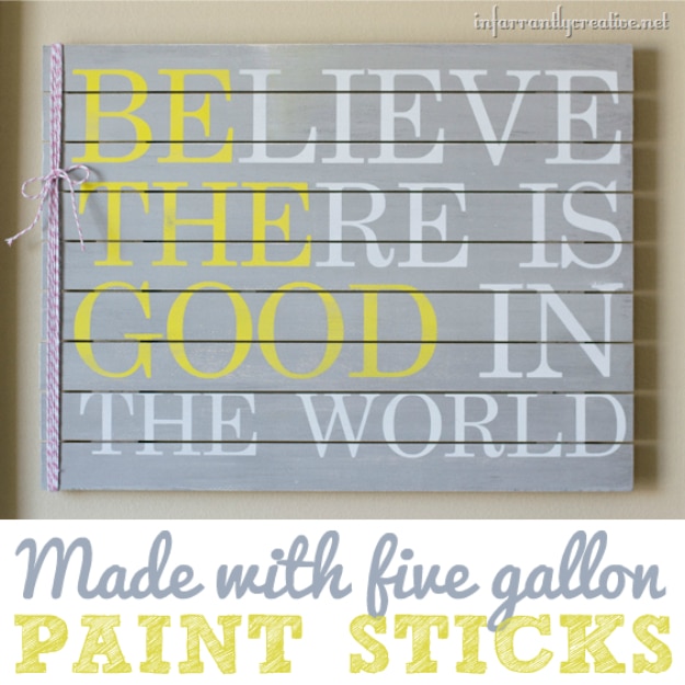 DIY Projects Made With Paint Sticks - DIY Paint Stick Wood Sign - Best Creative Crafts, Easy DYI Projects You Can Make With Paint Sticks From The Hardware Store - Cool Paint Stick Crafts and Furniture Project Tutorials #diy