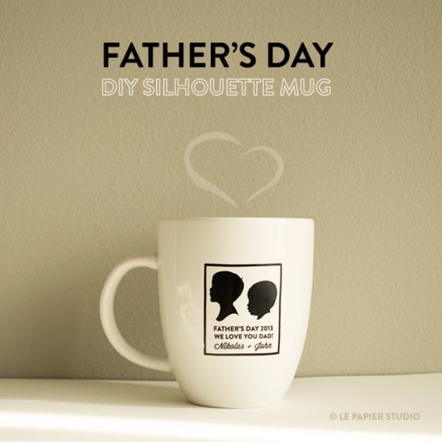 DIY Gifts for Dad - DIY Silhouette Mug - Best Craft Projects and Gift Ideas You Can Make for Your Father - Last Minute Presents for Birthday and Christmas - Creative Photo Projects, Gift Card Holders, Gift Baskets and Thoughtful Things to Give Fathers and Dads #diygifts #dad #dadgifts #fathersday