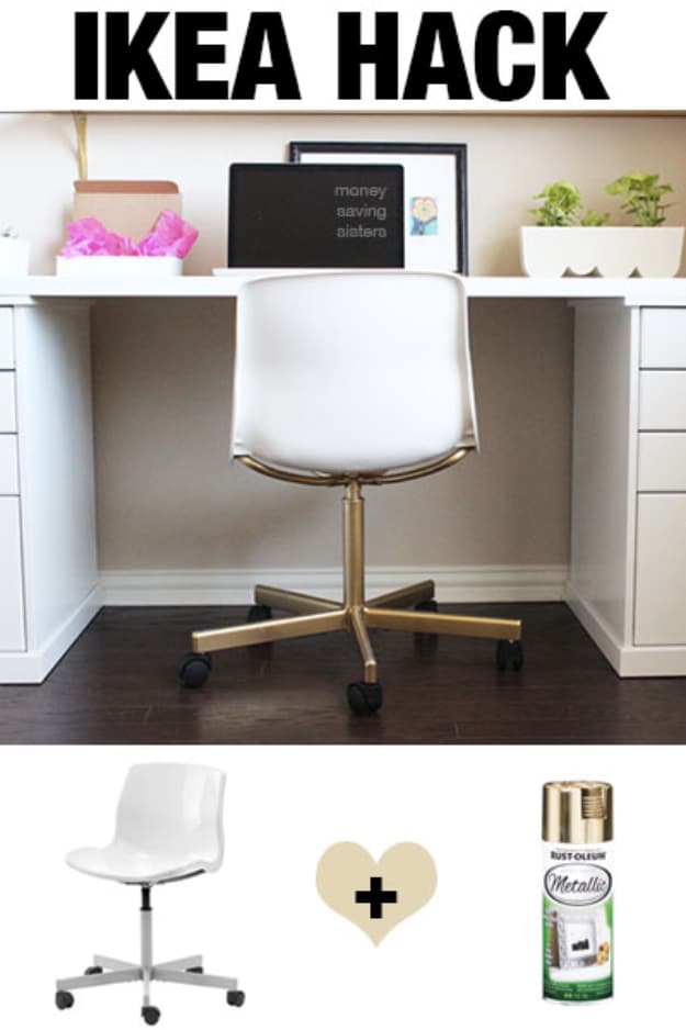 Best IKEA Hacks and DIY Hack Ideas for Furniture Projects and Home Decor from IKEA - Expensive Looking Office Chair IKEA Hack - Creative IKEA Hack Tutorials for DIY Platform Bed, Desk, Vanity, Dresser, Coffee Table, Storage and Kitchen, Bedroom and Bathroom Decor #ikeahacks #diy