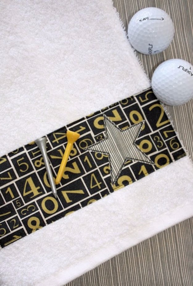 DIY Gifts for Dad - Golf Towel Tutorial - Best Craft Projects and Gift Ideas You Can Make for Your Father - Last Minute Presents for Birthday and Christmas - Creative Photo Projects, Gift Card Holders, Gift Baskets and Thoughtful Things to Give Fathers and Dads #diygifts #dad #dadgifts #fathersday